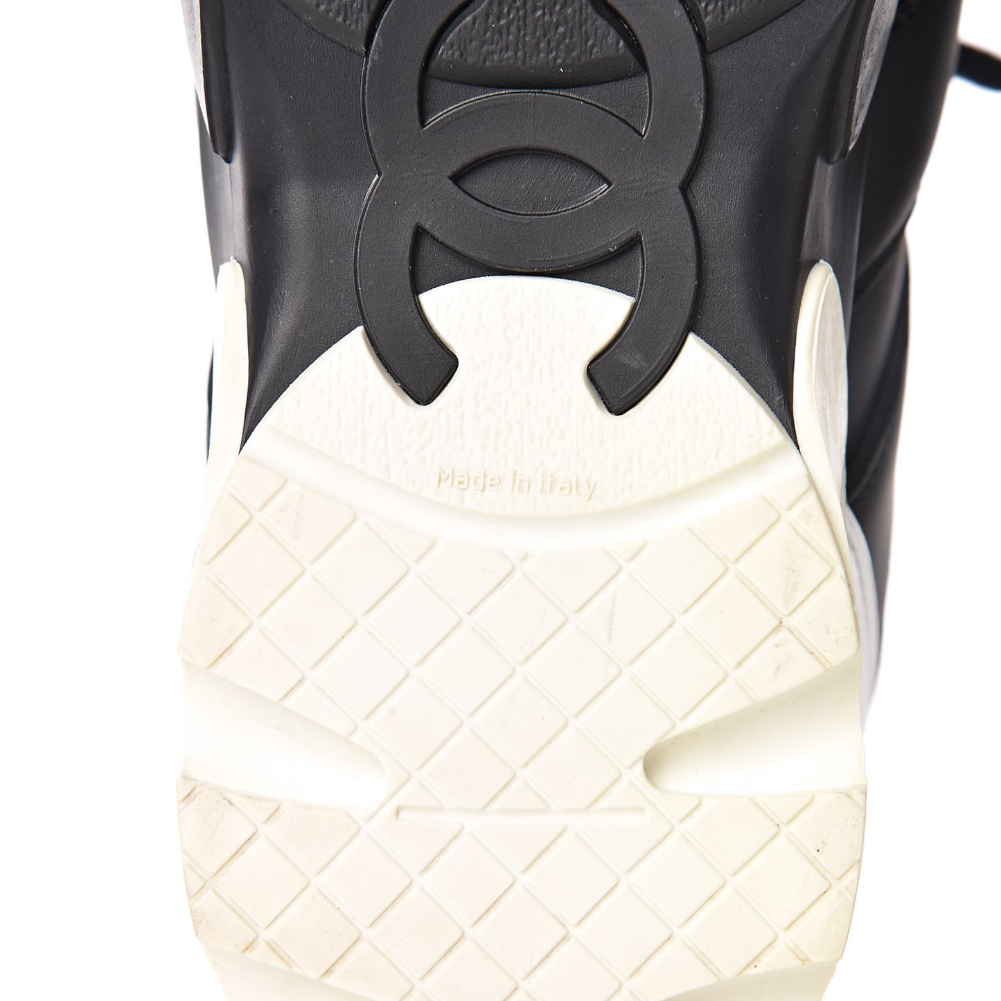 Calfskin Lambskin Womens CC Sneakers 39.5 Black White