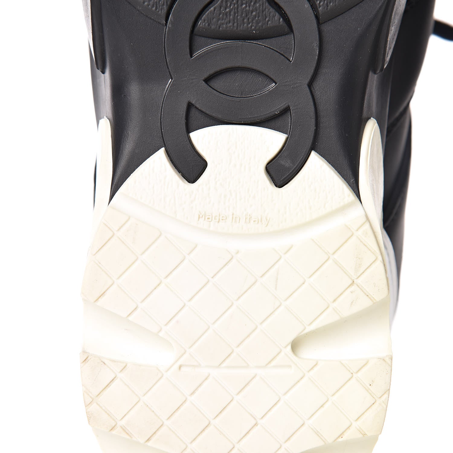 Chanel Calfskin Lambskin Womens CC Sneakers 39.5 Black White 6 of 9