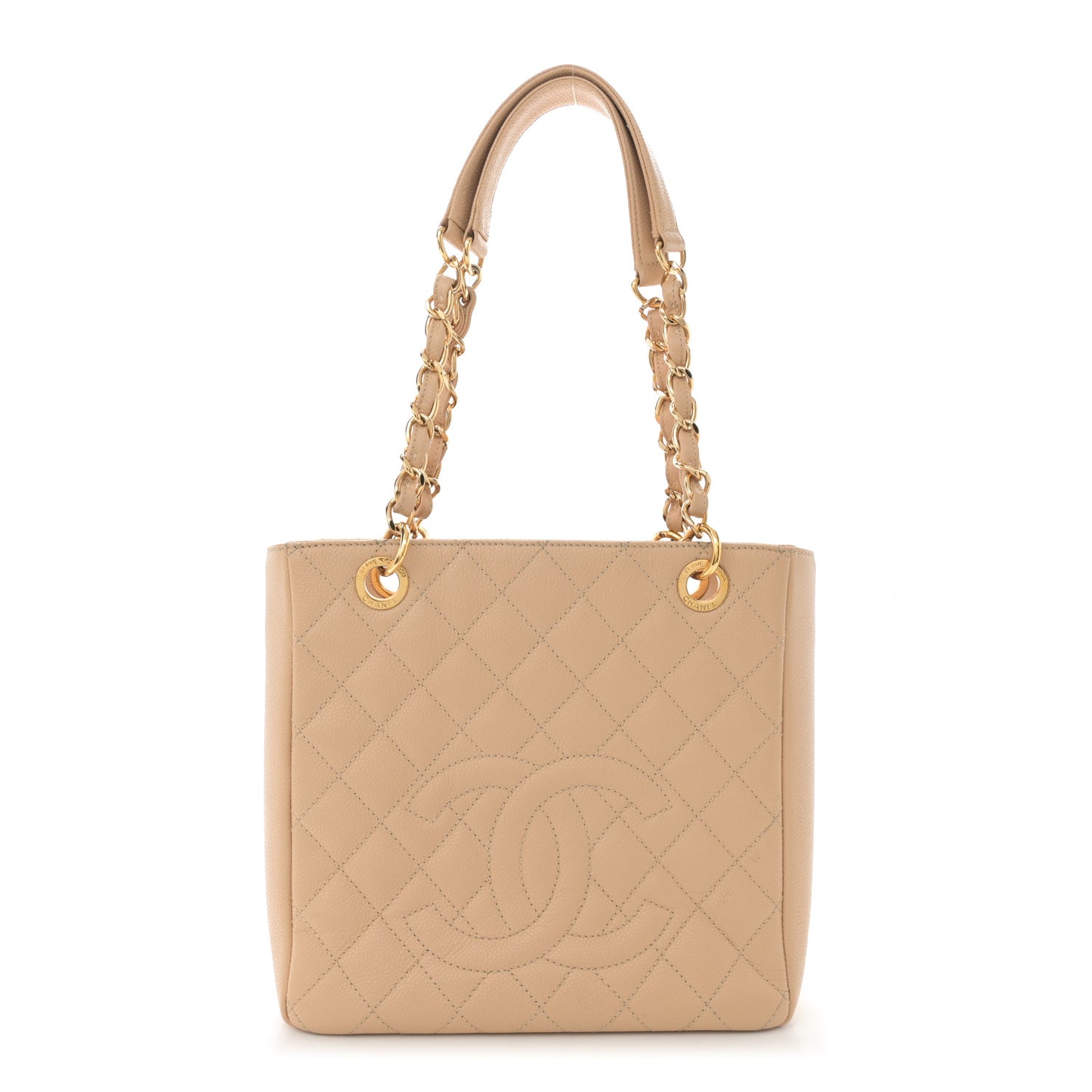 Caviar Quilted Petit Shopping Tote PST Beige Clair