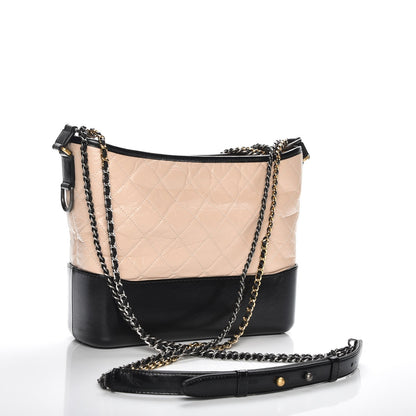 Chanel Aged Calfskin Quilted Medium Gabrielle Hobo Beige Black 3 of 8
