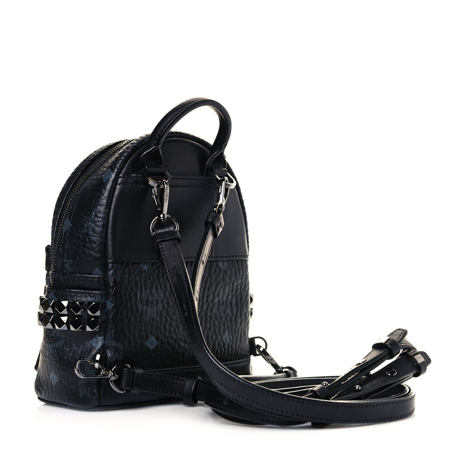 MCM Visetos Side Stud X-Mini Stark Bebe Boo Backpack Black 3 of 10