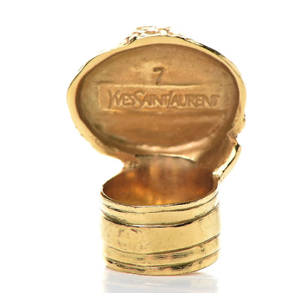 Saint Laurent Glass Cabochon Arty Ovale Ring 7 Gold Lapis 4 of 5