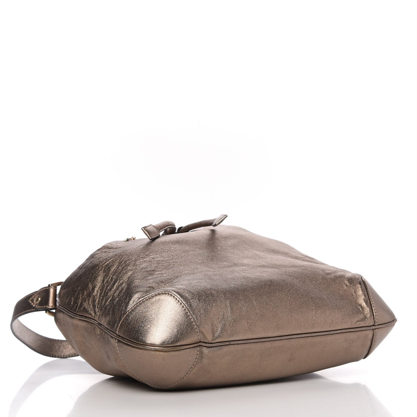 Metallic Calfskin Drawstring Shoulder Bag Gold