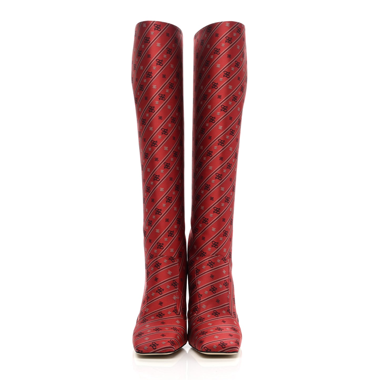 Fabric Jacquard Karligraphy Embroidered FFreedom Knee High Boots 37 Baroque
