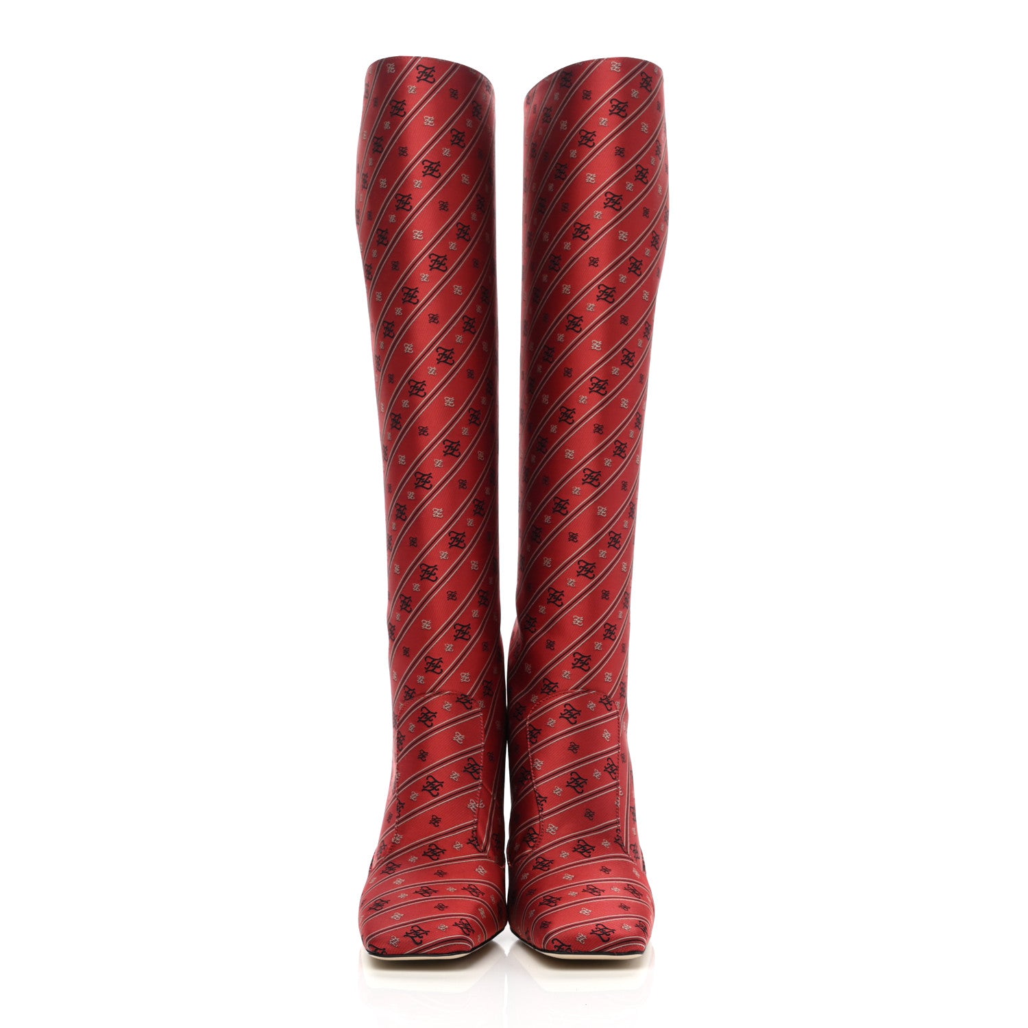 Fendi Fabric Jacquard Karligraphy Embroidered FFreedom Knee High Boots 37 Baroque 2 of 7