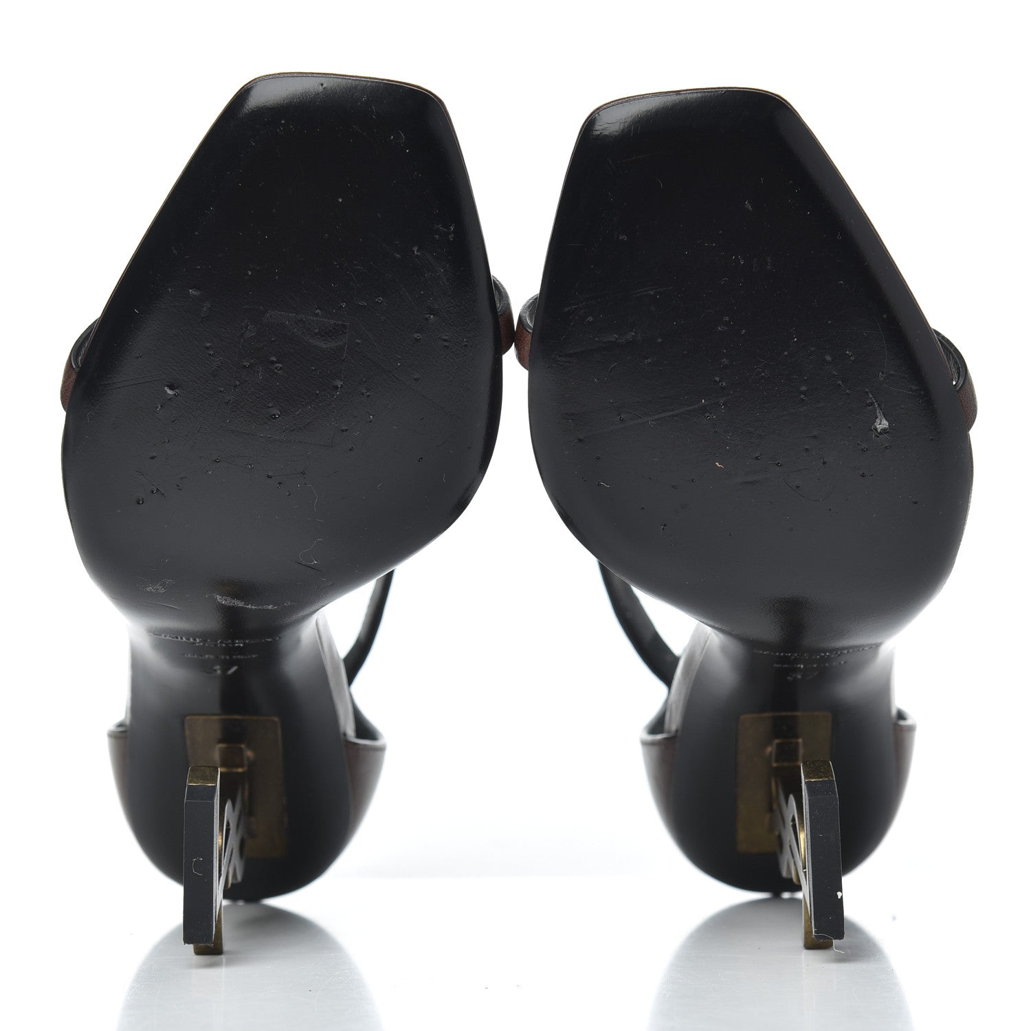 Saint Laurent Calfskin Opyum Sandals 37 Brown 5 of 16