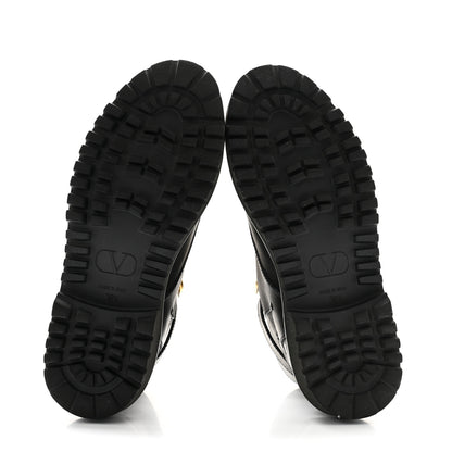 Valentino Garavani Calfskin Womens VLOGO 35mm Combat Boots 38.5 Black 5 of 11