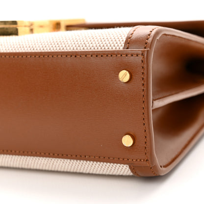 Saint Laurent Canvas Calfskin Mini Classic Monogram Cassandra Top Handle Tan Natural 9 of 11