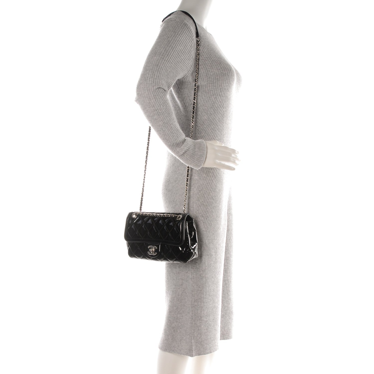 Chanel Patent Quilted Small Coco Shine Flap Black 2 of 8