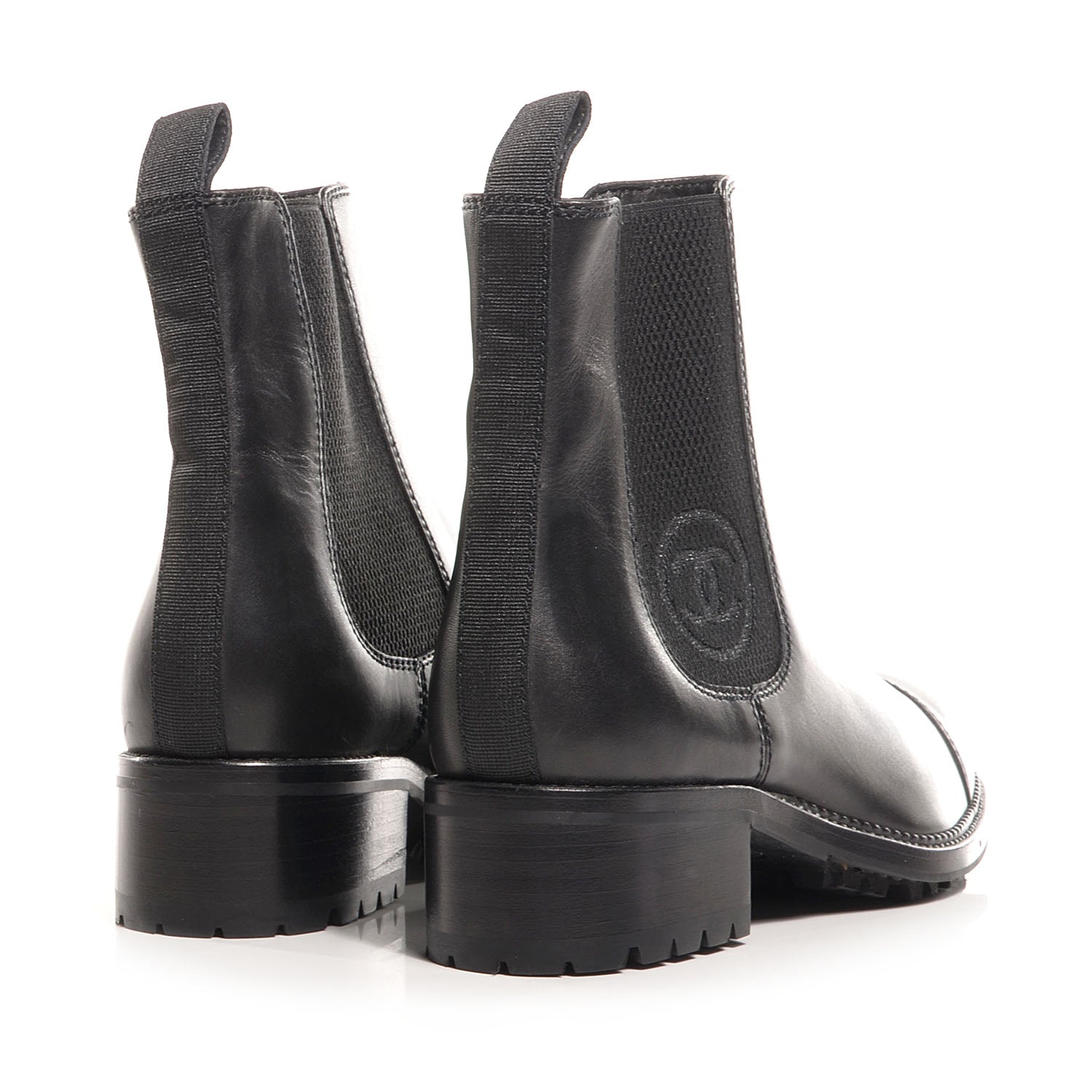 Chanel Leather Elastic Ankle Boots 37.5 Black 3 of 6