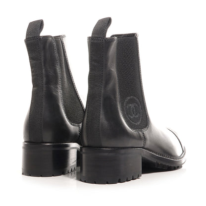 Chanel Leather Elastic Ankle Boots 37.5 Black 3 of 6