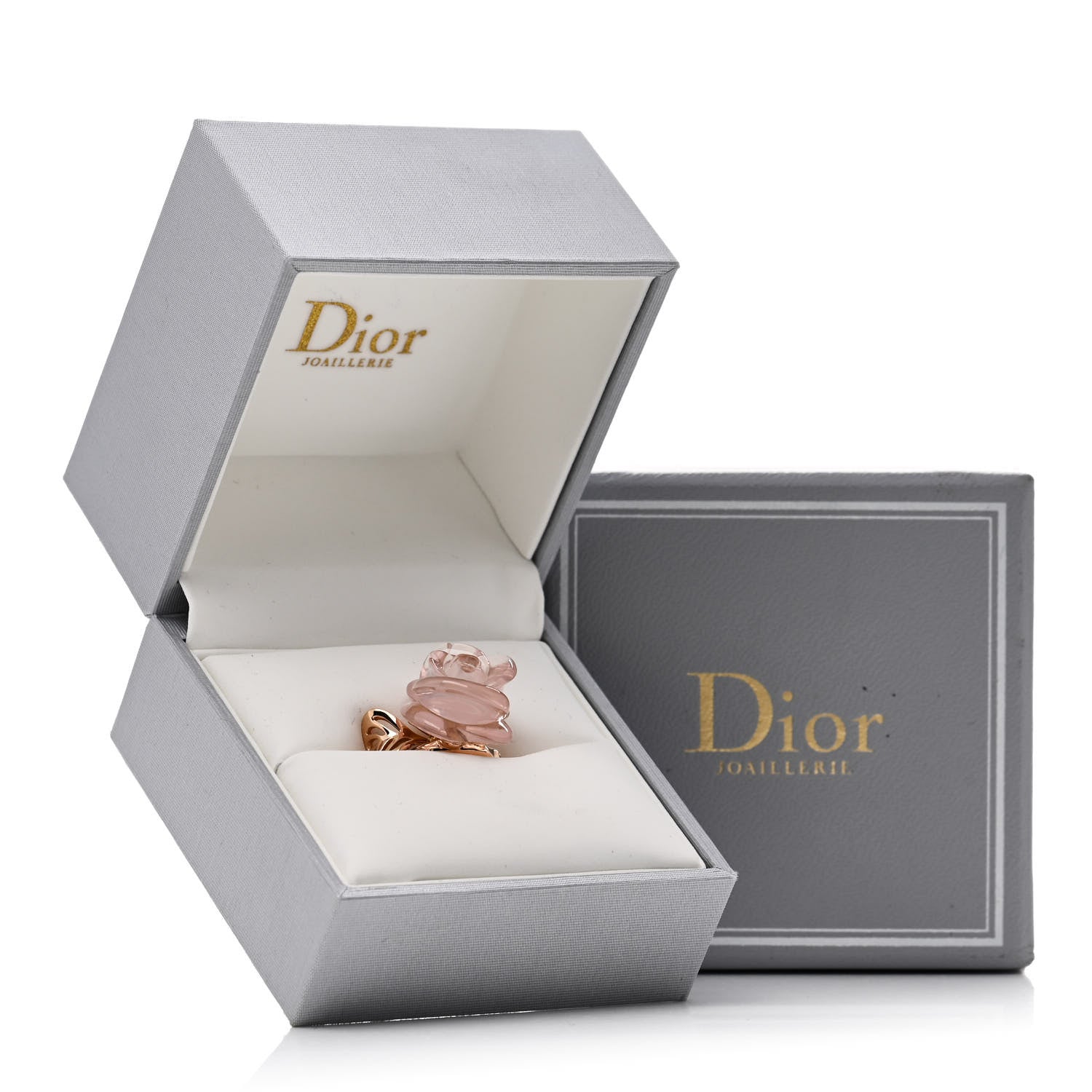 Christian Dior 18K Pink Gold Diamond Rose Quartz Dior Pre Catelan Ring 51 5.5 6 of 6