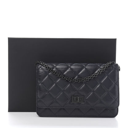 Chanel Aged Calfskin Quilted Reissue Wallet On Chain WOC Navy 13 of 13