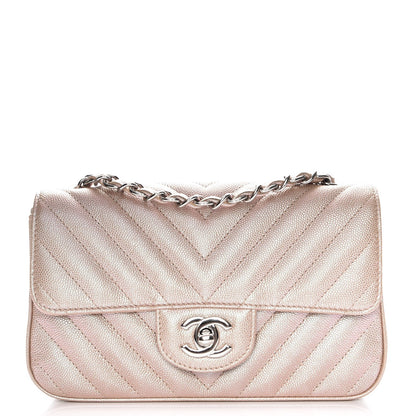 Chanel Iridescent Caviar Chevron Quilted Mini Rectangular Flap Light Gold 1 of 7