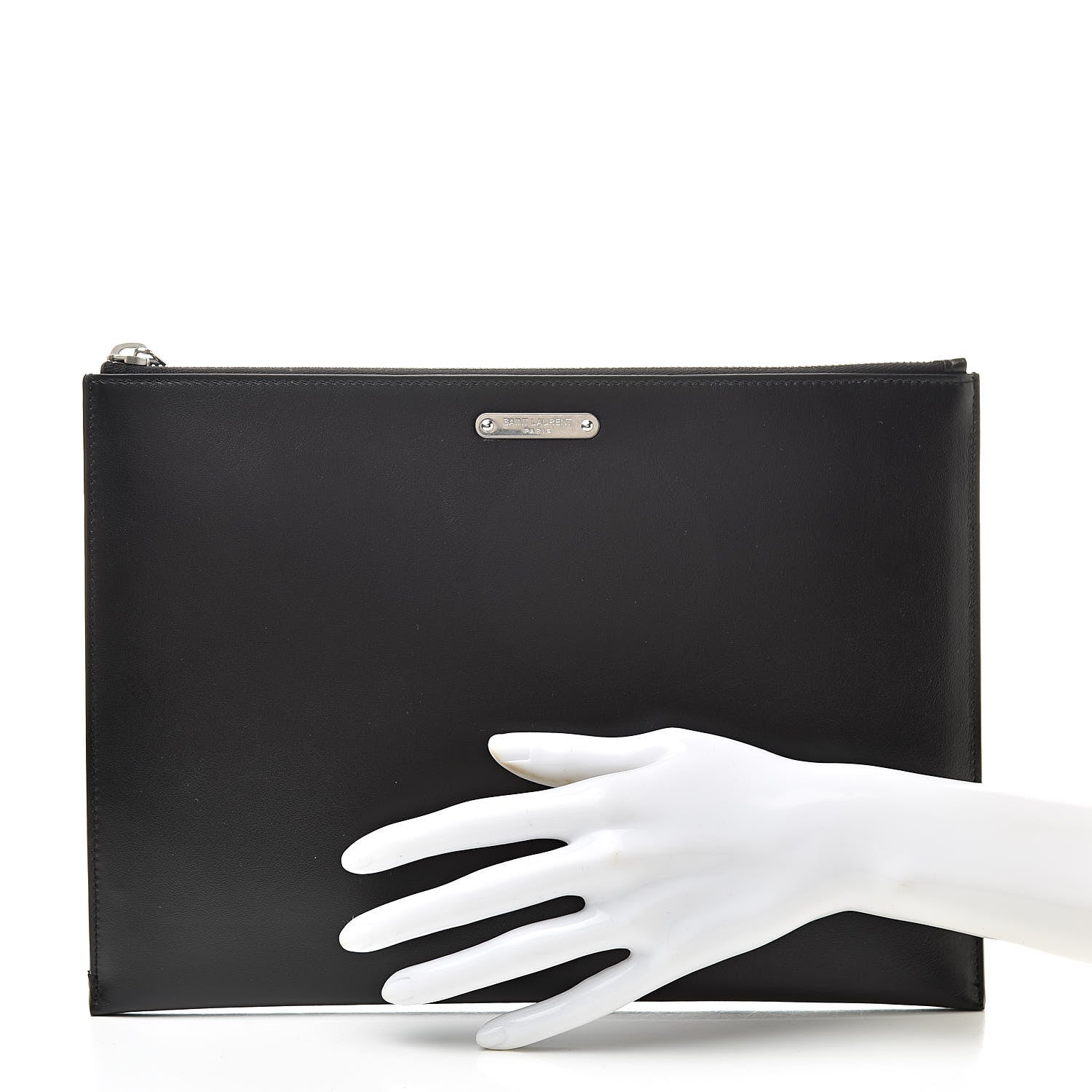 Saint Laurent Calfskin Zipped Clutch Black 2 of 8