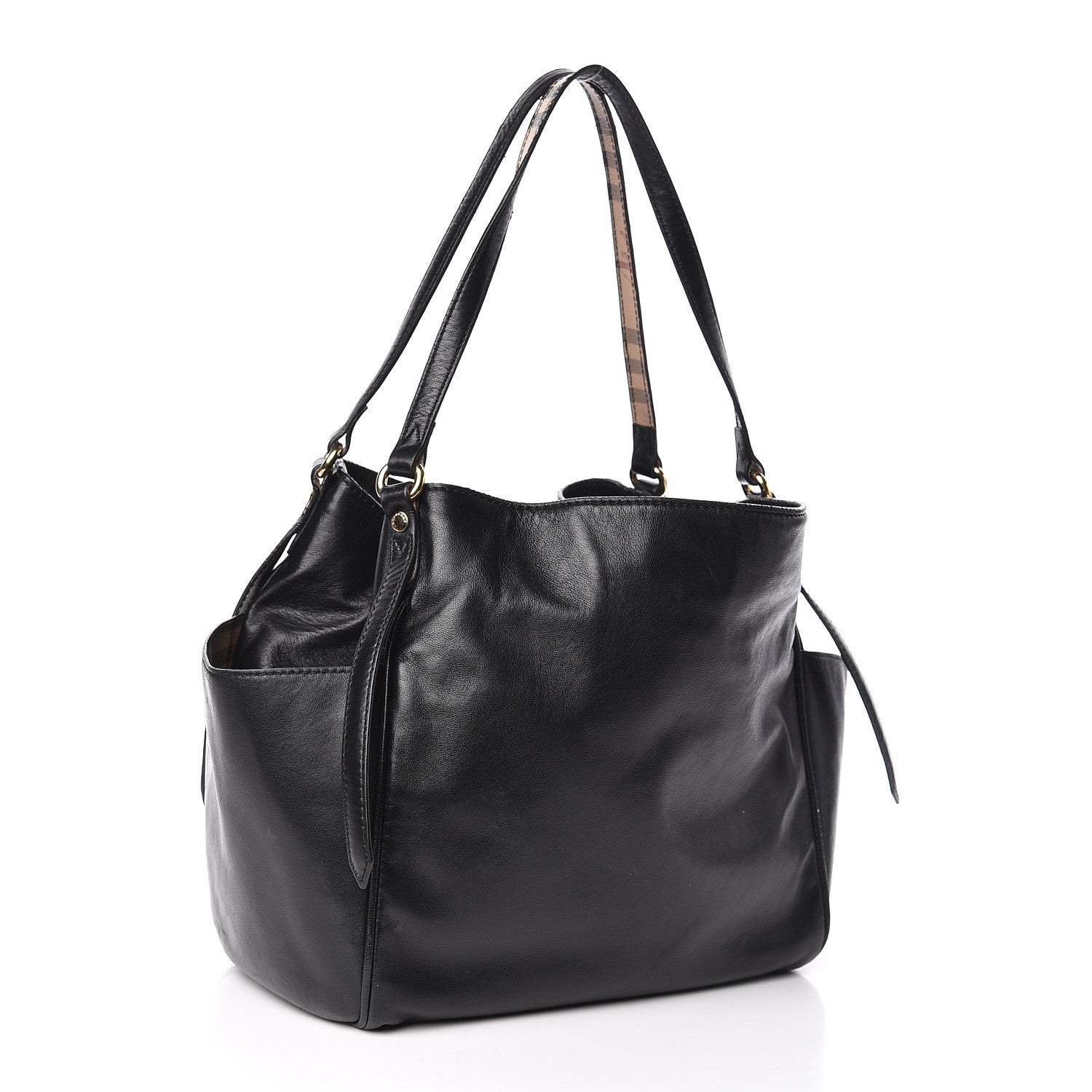 Burberry Calfskin Haymarket Check Small Canterbury Tote Black 6 of 21