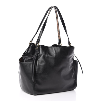 Burberry Calfskin Haymarket Check Small Canterbury Tote Black 6 of 21
