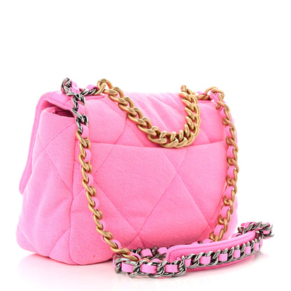 Chanel Denim Quilted Medium Chanel 19 Flap Neon Pink 3 of 12