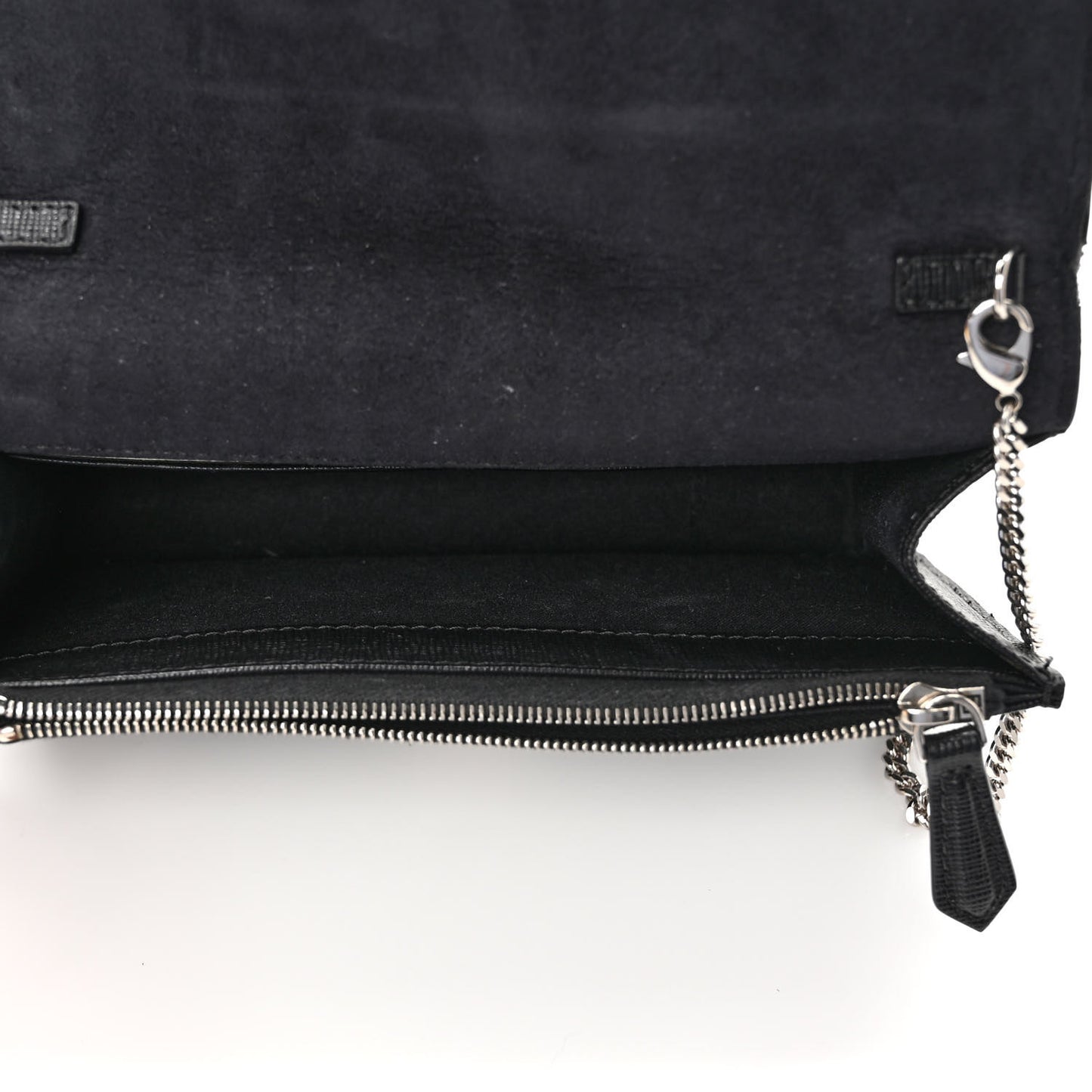Vitello Elite Mink Fur Studded Karlito Tube Wallet on Chain Black