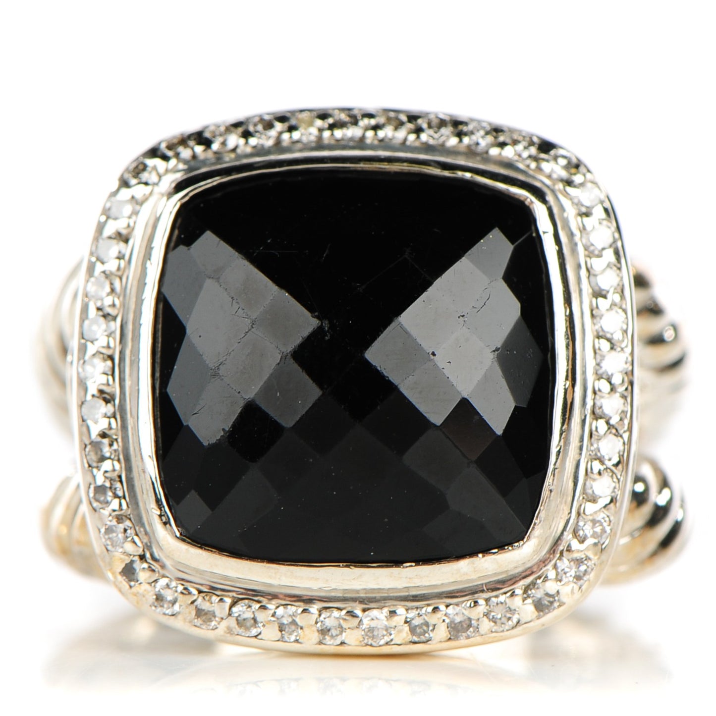 Sterling Silver Diamond Black Onyx 14mm Albion Ring 57 8