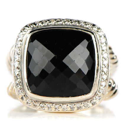 David Yurman Sterling Silver Diamond Black Onyx 14mm Albion Ring 57 8 1 of 6