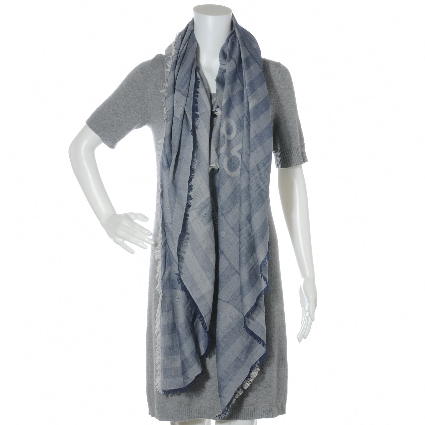 Cotton LV Trunks Summery Shawl Blue