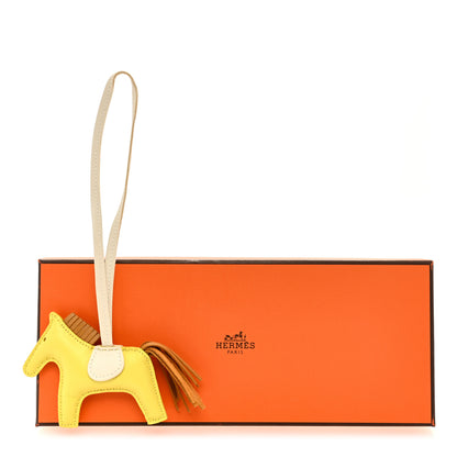 Hermes Milo Lambskin Grigri Rodeo Horse Bag Charm PM Lime Sesame Craie 4 of 4