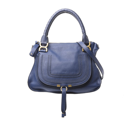 Chloe Calfskin Medium Marcie Satchel Royal Navy 1 of 9