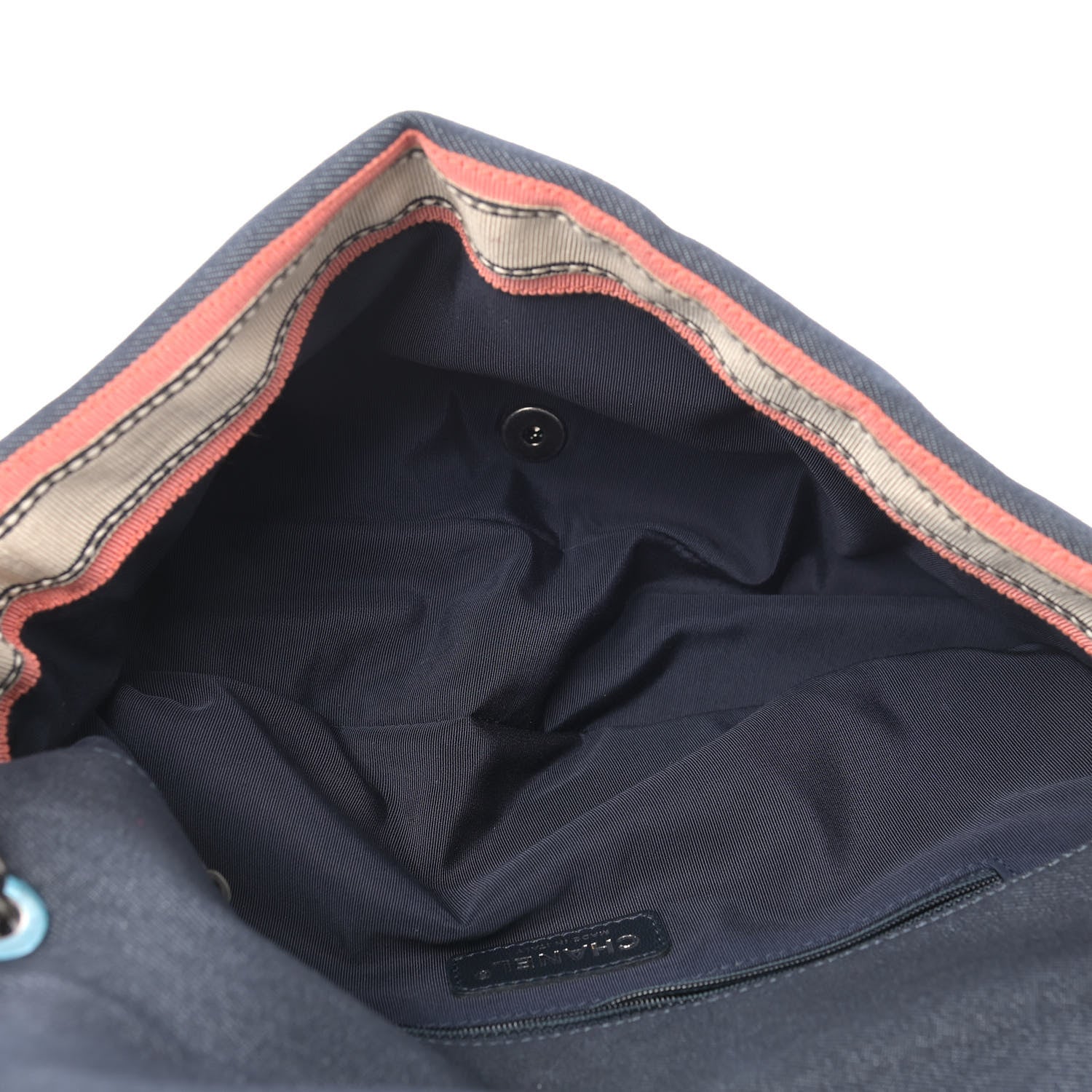 Chanel Denim Pleated Denim Turtle Flap Dark Blue 4 of 8