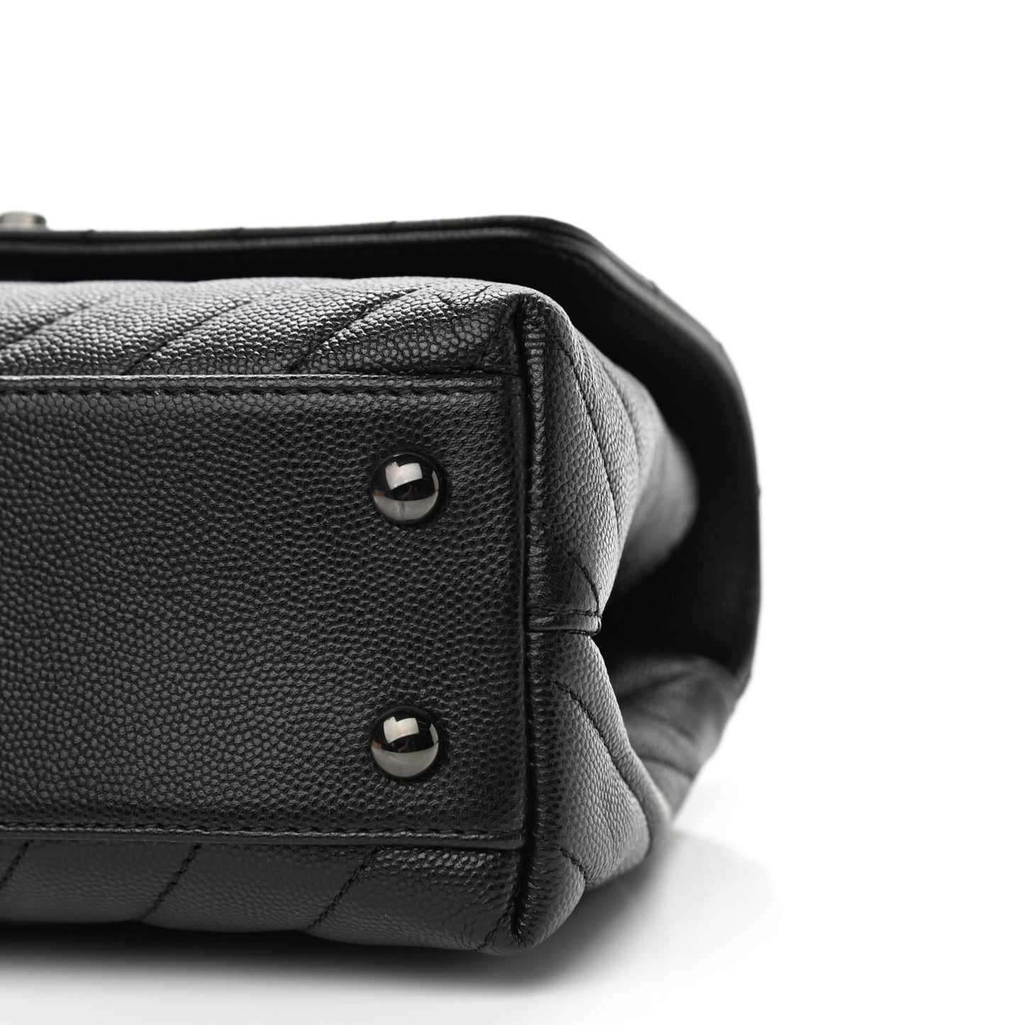 Caviar Chevron Quilted Mini Coco Handle Flap So Black