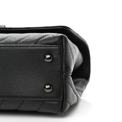 Chanel Caviar Chevron Quilted Mini Coco Handle Flap So Black 10 of 11