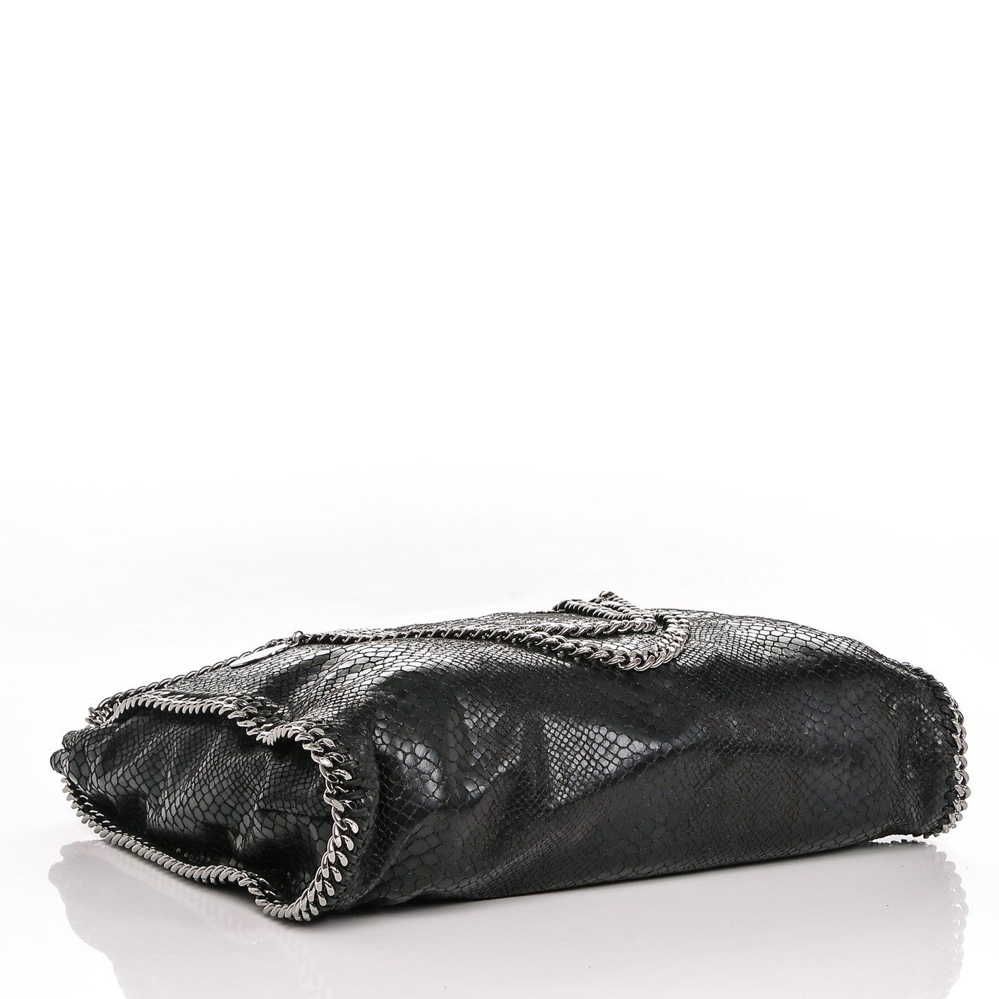 Metallic Faux Snakeskin Big Falabella Black