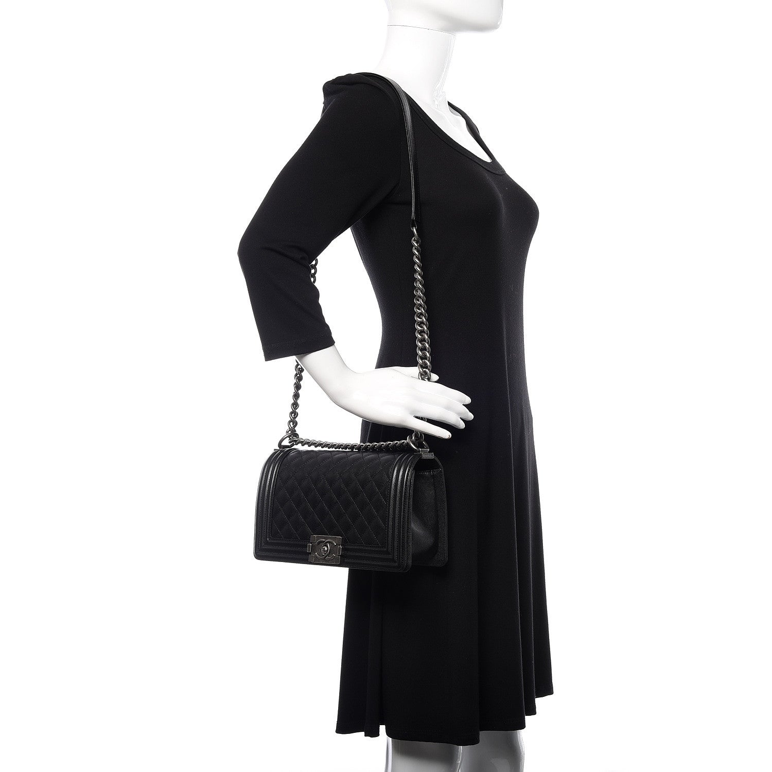 Chanel Caviar Quilted Medium Boy Flap Black 2 of 11