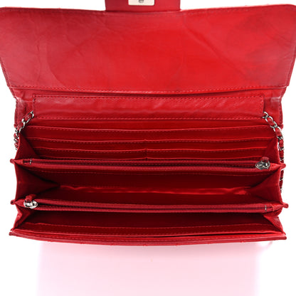 Chanel Lambskin Quilted East West Flap Clutch Red 4 of 16
