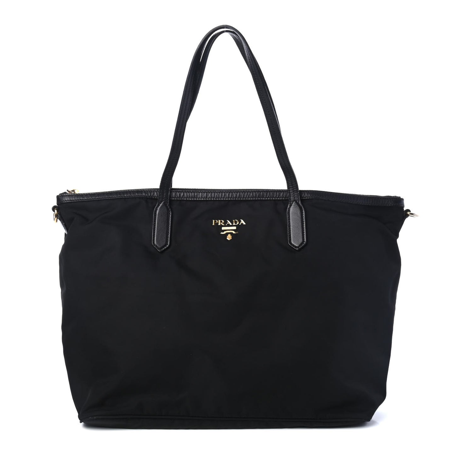 Tessuto Nylon Saffiano Shopping Tote Black