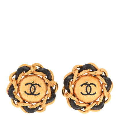 Chanel Lambskin Chain CC Clip On Earrings Gold 1 of 5