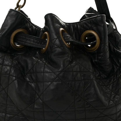 Christian Dior Lambskin Cannage Drawstring Bag Black 8 of 12