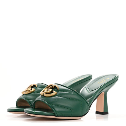 Gucci Nappa Matelasse GG Marmont 75mm Slide Sandals 35 Emerald 4 of 8