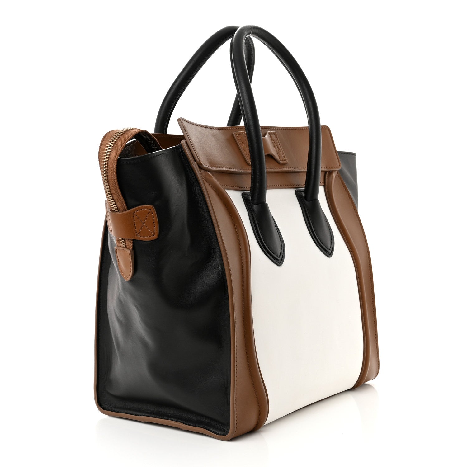 Celine Smooth Calfskin Mini Tri-Color Luggage White Brown 3 of 13