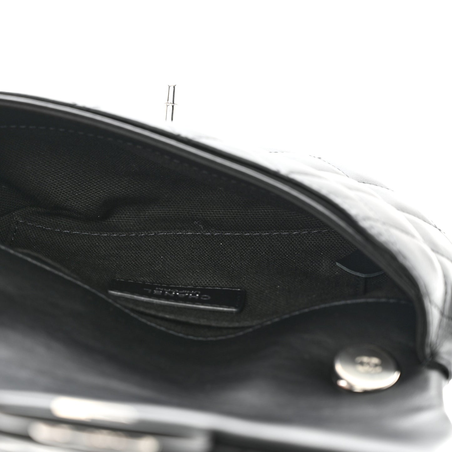 Calfskin Quilted CC Uniform Flap Belt Bag Black