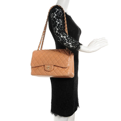 Chanel Lambskin Quilted Jumbo Double Flap Dark Beige 2 of 8