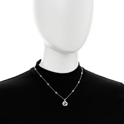 Gucci Sterling Silver Interlocking GG Pendant Beaded Necklace 2 of 5