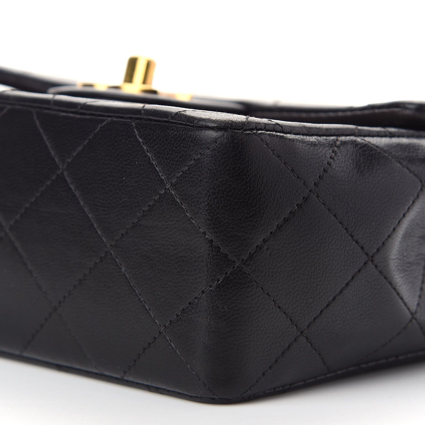 Lambskin Quilted Mini Square Flap Black