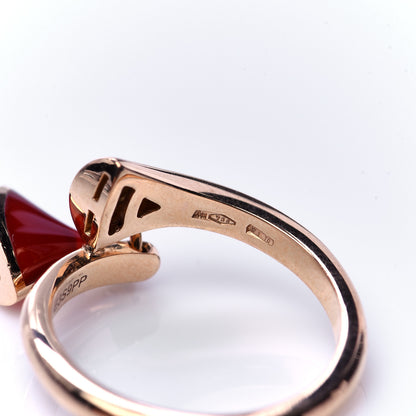 Bulgari 18K Rose Gold Diamond Carnelian Divas' Dream Charm Ring 53 6.5 5 of 6