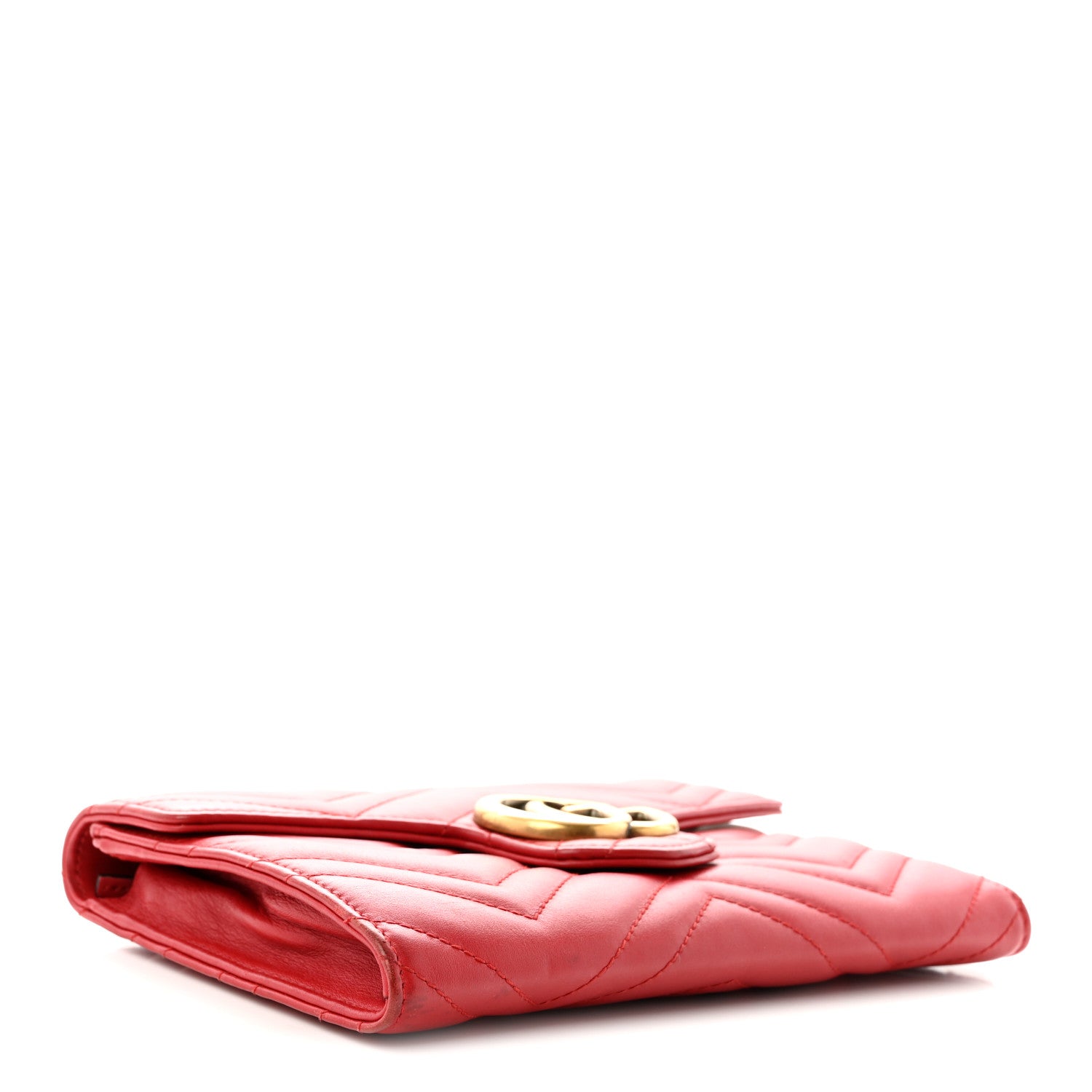 Gucci Calfskin Matelasse Mini GG Marmont Chain Wallet Hibiscus Red 4 of 12