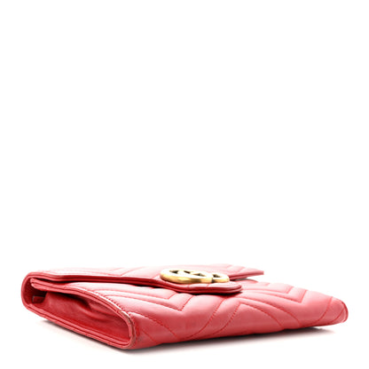 Gucci Calfskin Matelasse Mini GG Marmont Chain Wallet Hibiscus Red 4 of 12