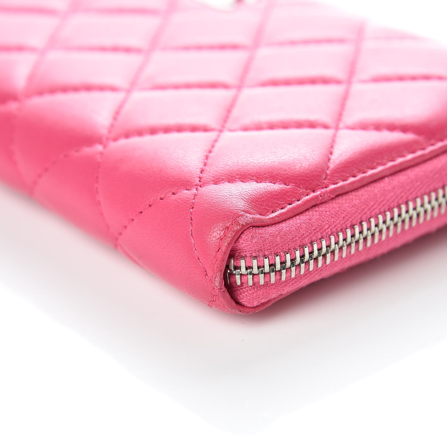 Chanel Lambskin Quilted Large Gusset Zip Around Wallet Pink 10 of 10