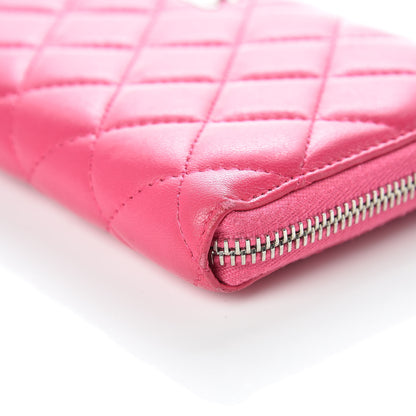 Chanel Lambskin Quilted Large Gusset Zip Around Wallet Pink 10 of 10