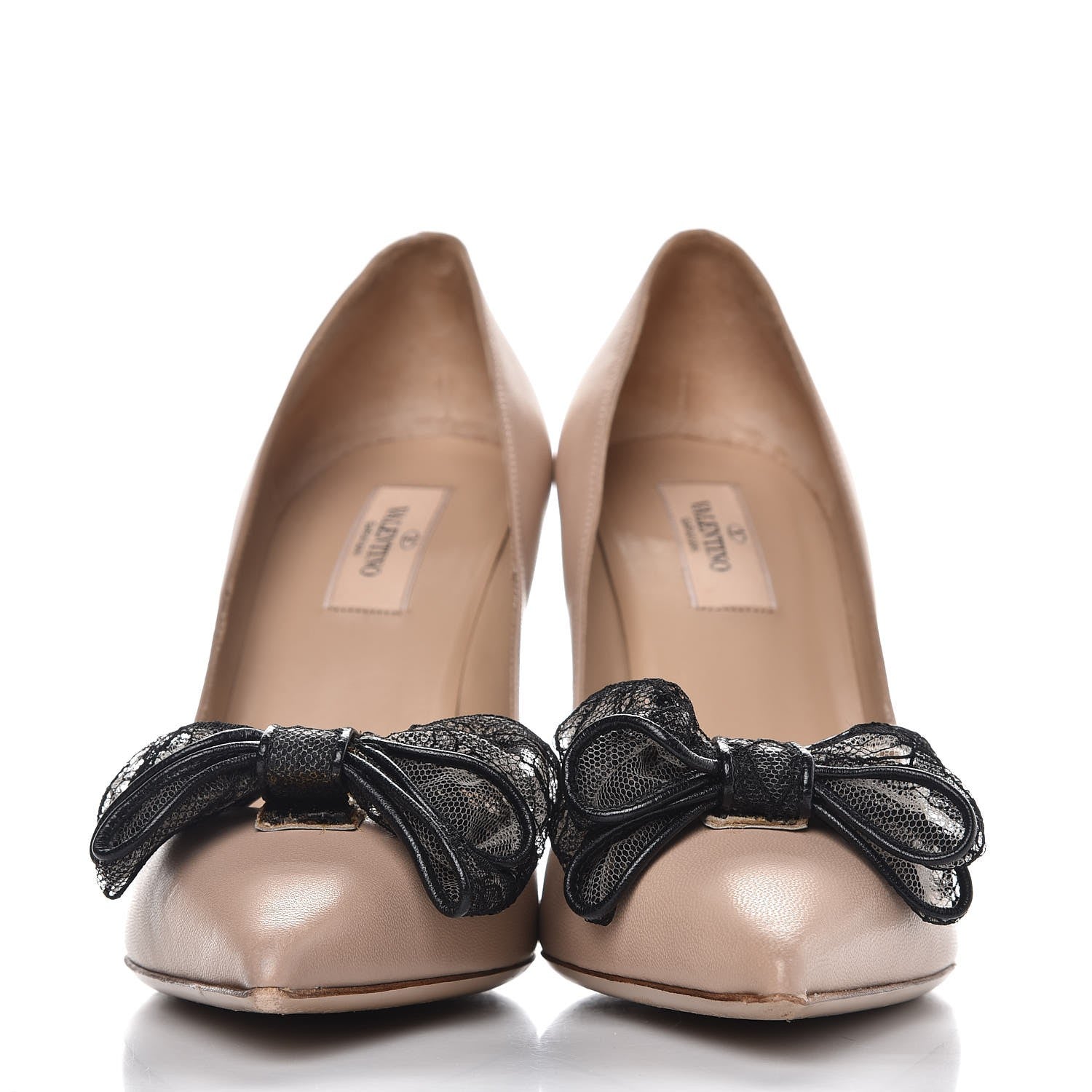 Valentino Garavani Nappa Lace Bow Pumps 39.5 Nude 2 of 17