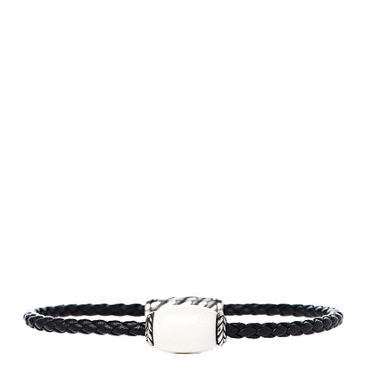 David Yurman Sterling Silver Leather White Agate Wrap Bracelet 1 of 5